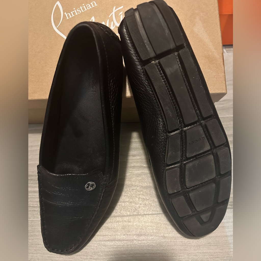 Gucci Blk Pebbled Leather Interlocking G Driving Loafers! Authentic! Barely Used